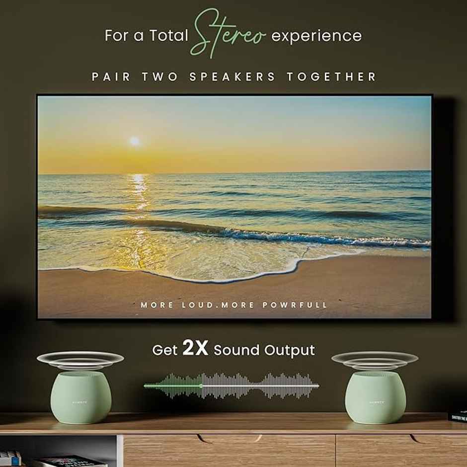 Hammer Drop 5W Bluetooth Indoor Speaker With Twin Pairing| 100H Standby Time| 52Mm Drivers | Green