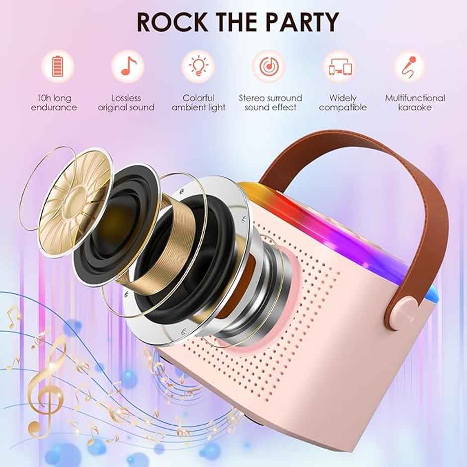 Kidara Karaoke Bluetooth Speaker with 2 Mics- Sing Square (Multicolor)