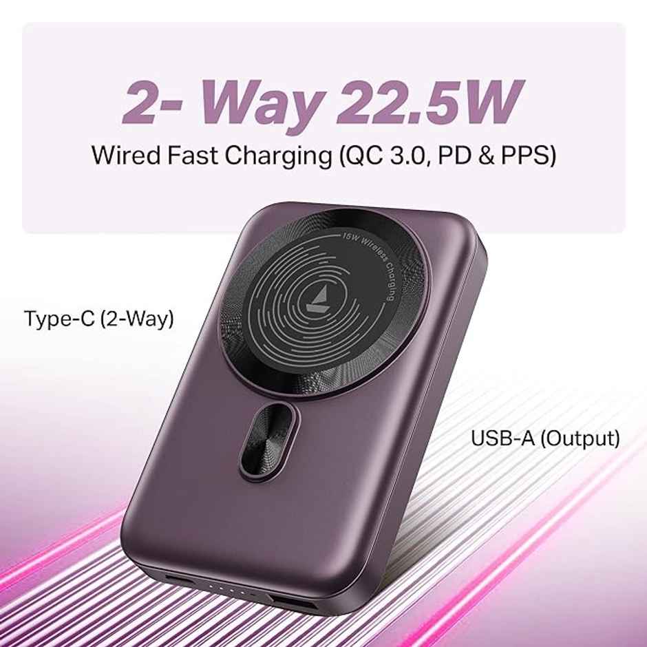 boat EnergyShroom PB331 MagnaCharge Wireless Powerbank | Purple