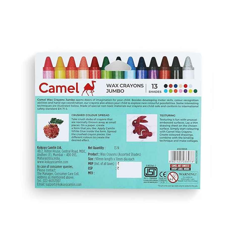 Camel Wax Crayons Jumbo 13 Shades