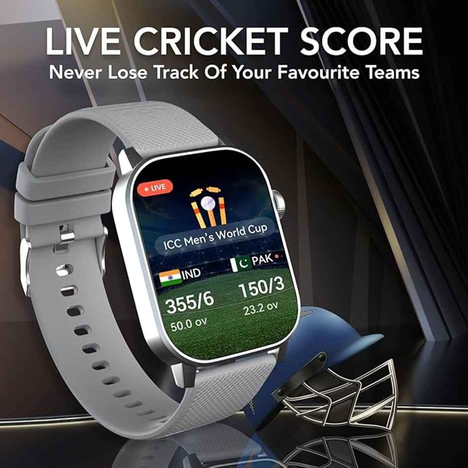 Cultsport Ace X 1.96" AMOLED Display, Live Cricket Score, BT Calling Smartwatch (Grey)