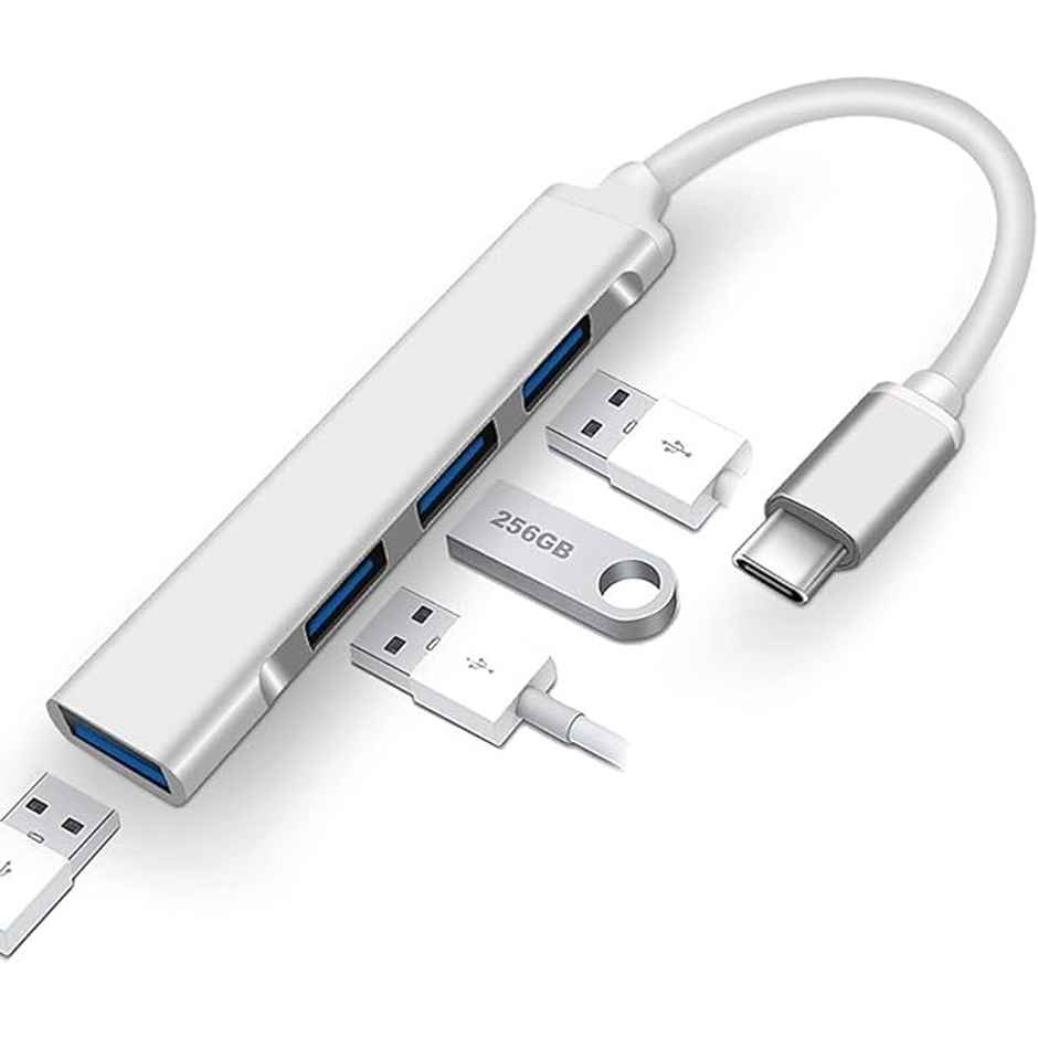Sounce 4 In 1 Portable Usb C Hub (Type-C To 4 Usb-A Ports) With Aluminum Shell, White