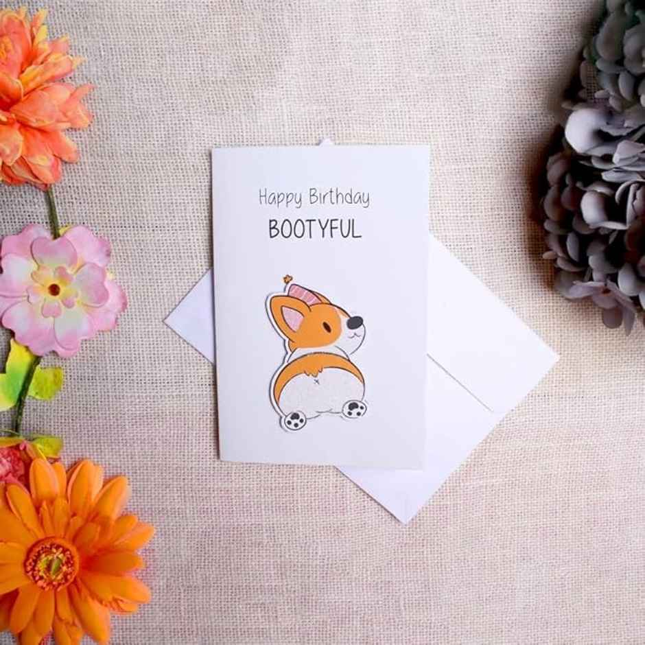 Itsy Bitsy Greeting Card & Envelope Happy Birthday Bootyful 4 x 6 Inch 2 Pc Pb Lb