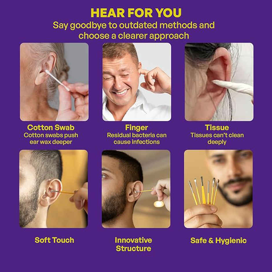 Careforce Reusable Ear Wax Cleaner Tool Kit with Storage | 6-Piece Silver Set