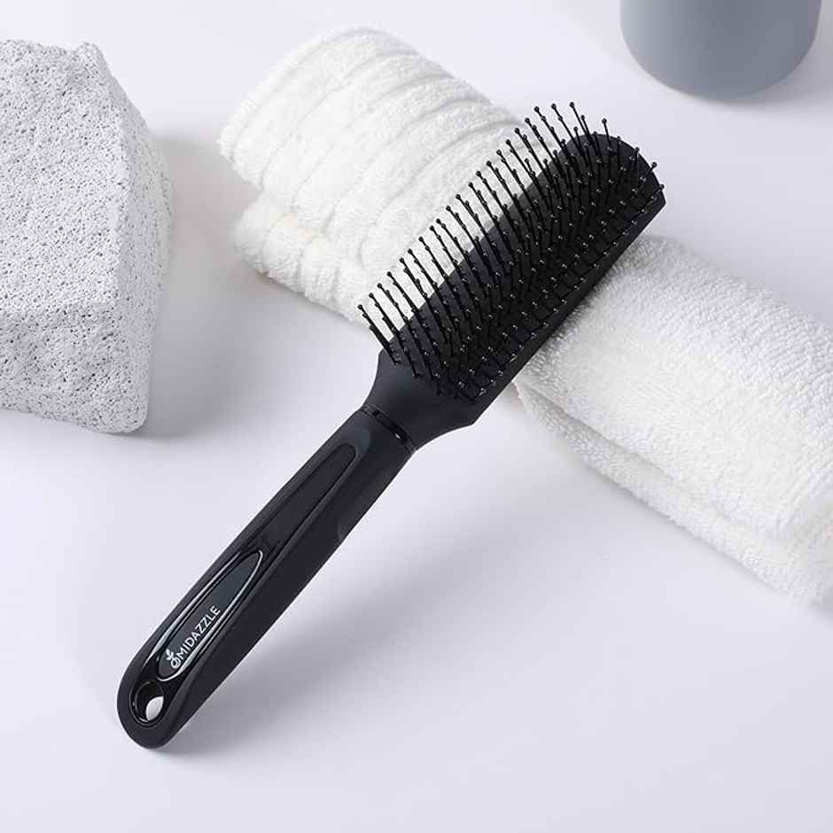 Midazzle Premium Flat Black silver Hair Brush |MIHB0004
