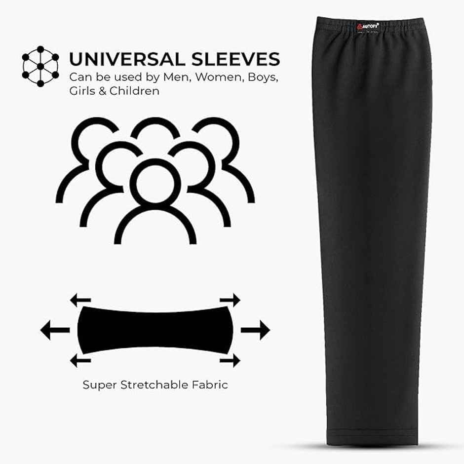 Autoguys Ff|1 Full|Finger Bike Riding Gloves Knuckle Armour Hand Gloves Washable | Size | L, Black (1pc) & Autofy Pro Fit 240 Gsm Unisex Arm Sleeves | Uv Protection | Black (1pc) Combo