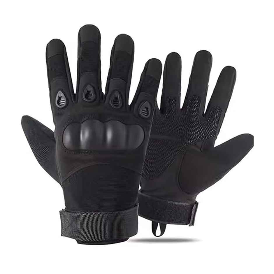 AutoGuys FF|1 Full|Finger Bike Riding Gloves Knuckle Armour Hand Gloves Washable | Size | L, Black