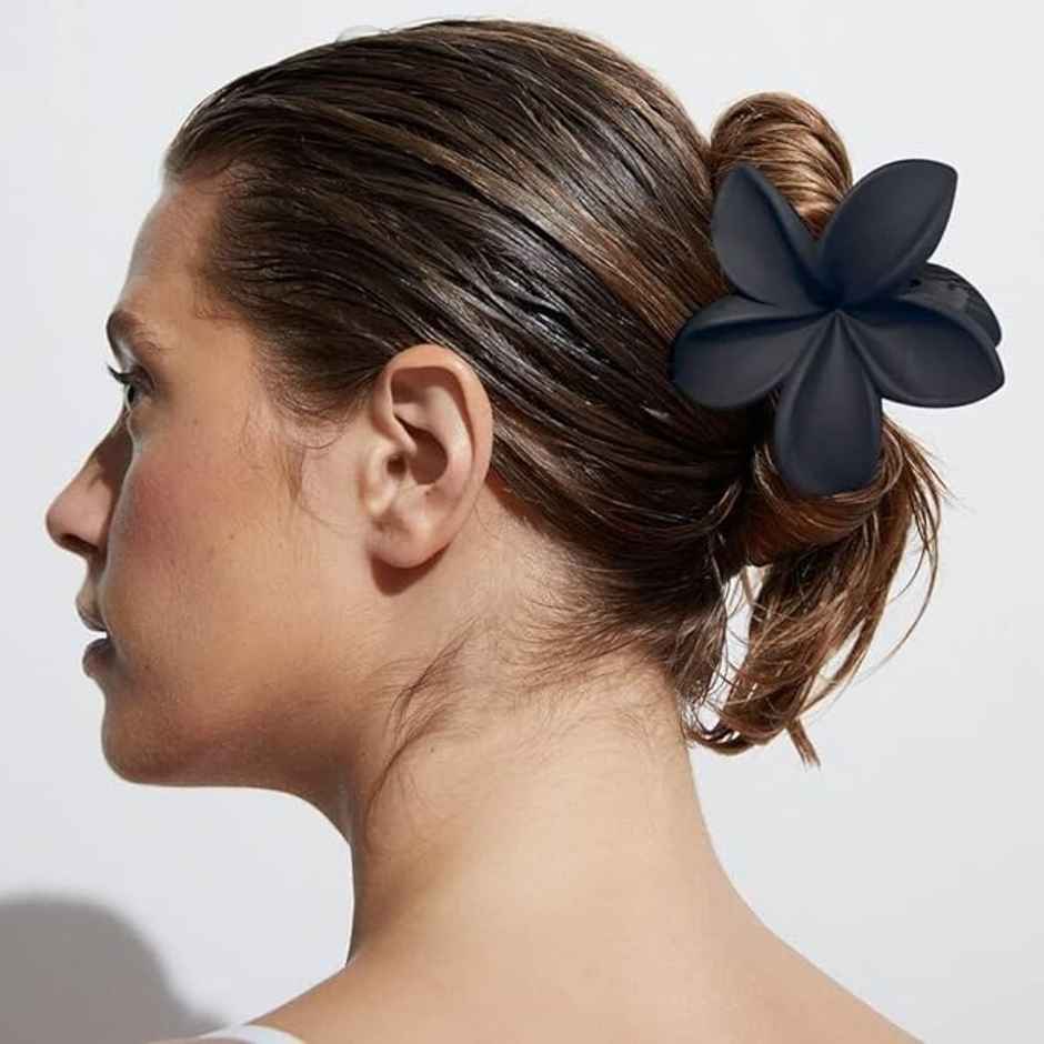 Bronson Professional 2 Pcs Hair Claw Clips Medium Matte Flower Hair Clutcher | Multicolour