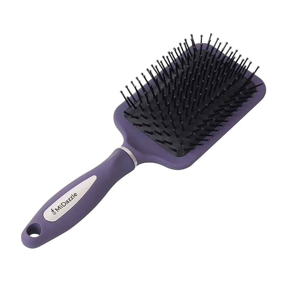Midazzle Premium Paddle Purple with Silver Grip Hair Brush |MIHB0022 | Assorted
