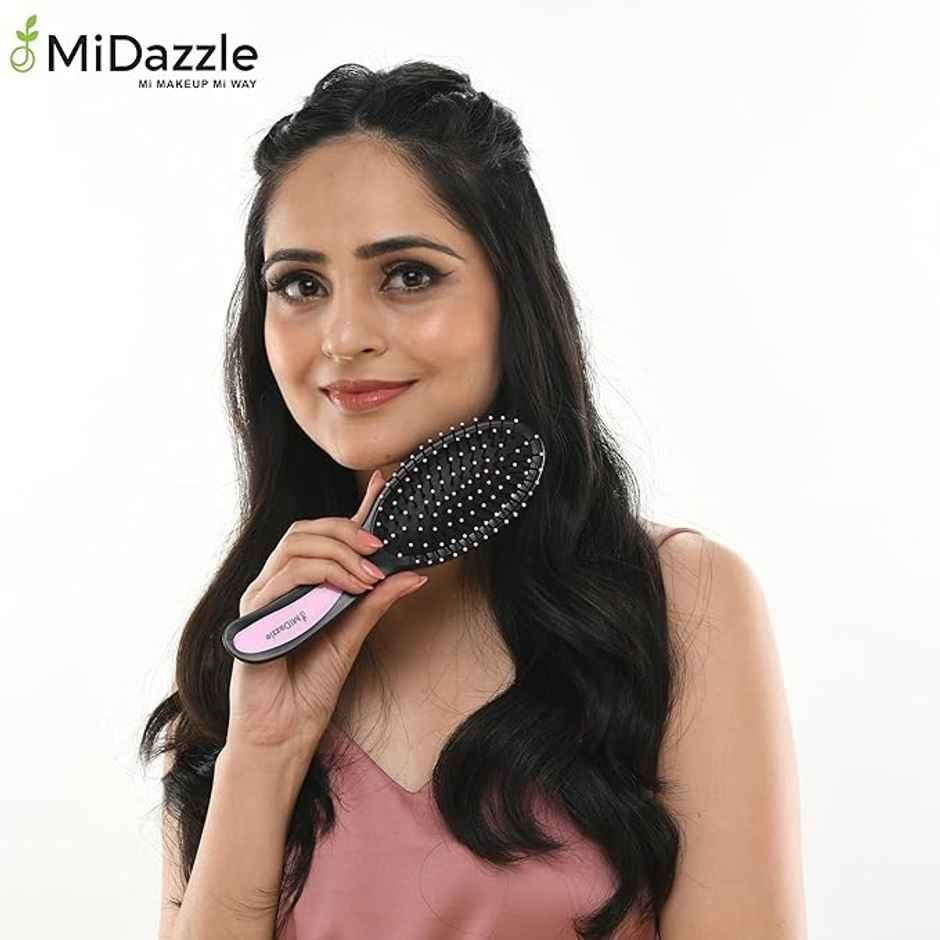 Midazzle Premium Compact Black And Pink Hair Brush |MIHB0021