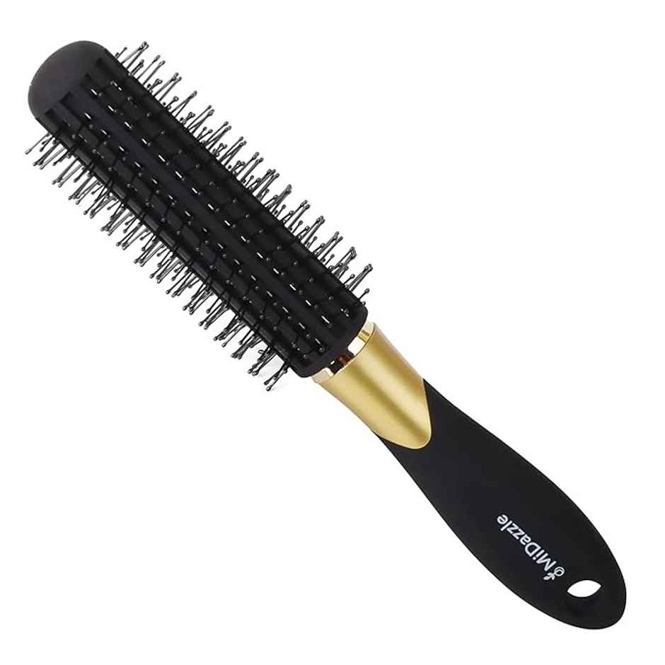 Midazzle Premium Round Black & Gold with Ring Hair Brush with Ring |MIHB0031