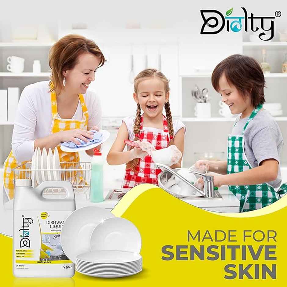 Diolty Rose Top & Front Load Washing Machine Detergent Liquid (6L) & Diolty Lemon Aroma Dishwash Liquid Gel (5L) Combo