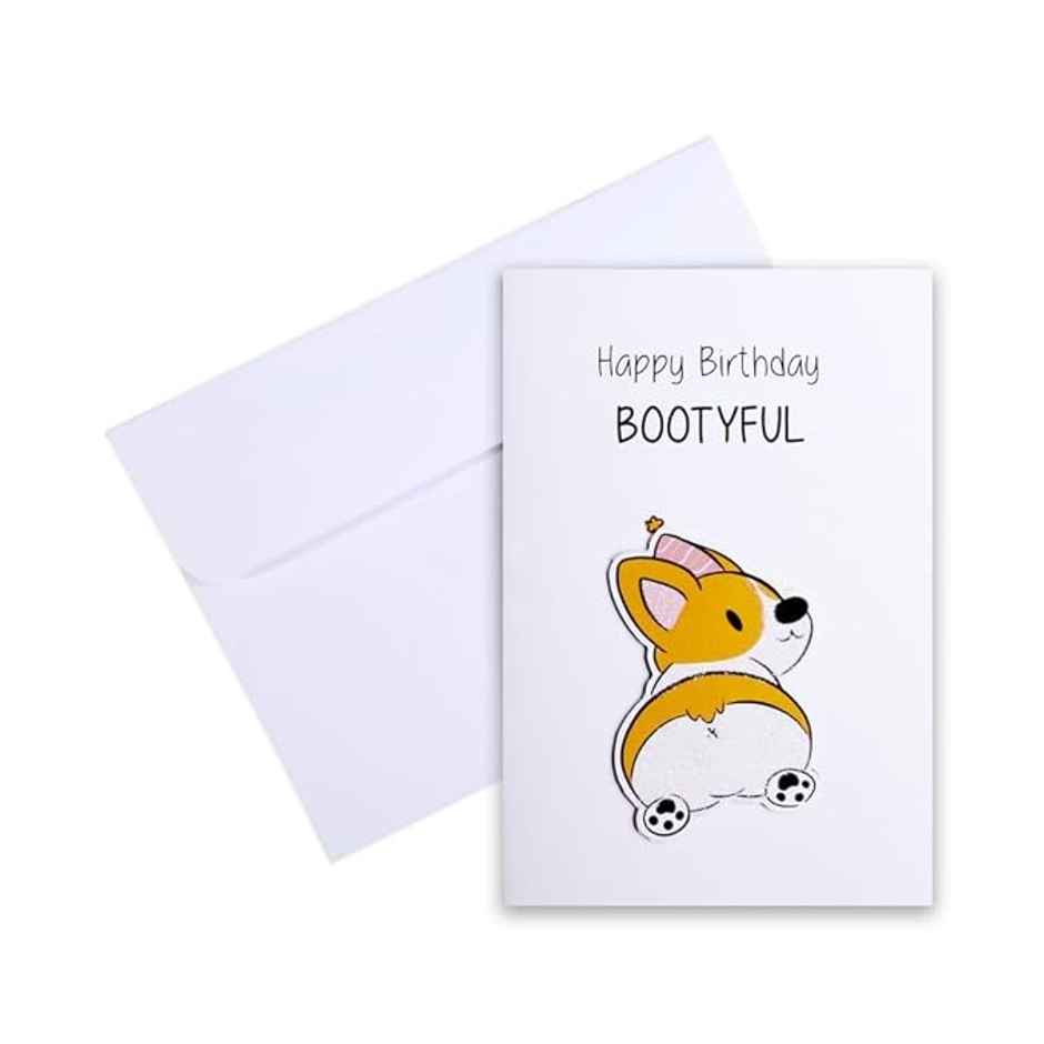 Itsy Bitsy Greeting Card & Envelope Happy Birthday Bootyful 4 x 6 Inch 2 Pc Pb Lb