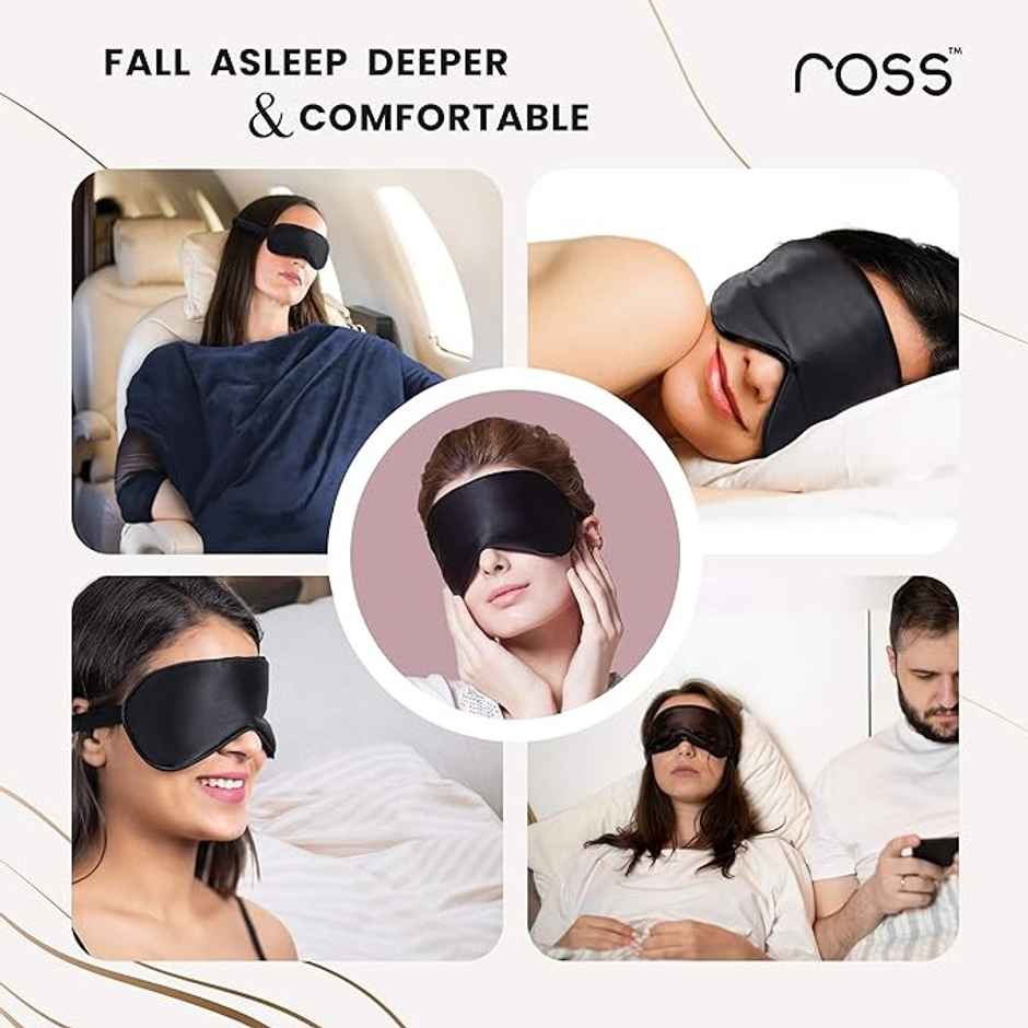 Kloy 100% Mulberry Silk Sleep Mask Eye Mask | Super Smooth For Blind Fold | Black