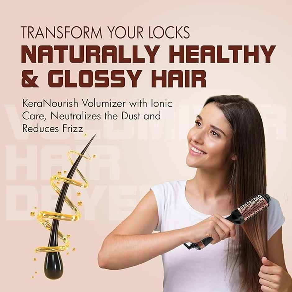 Havells Hd4081 Professional Volumizer Hair Dryer, Keranourish Ceramic Coating Brush Head,1200 Watts