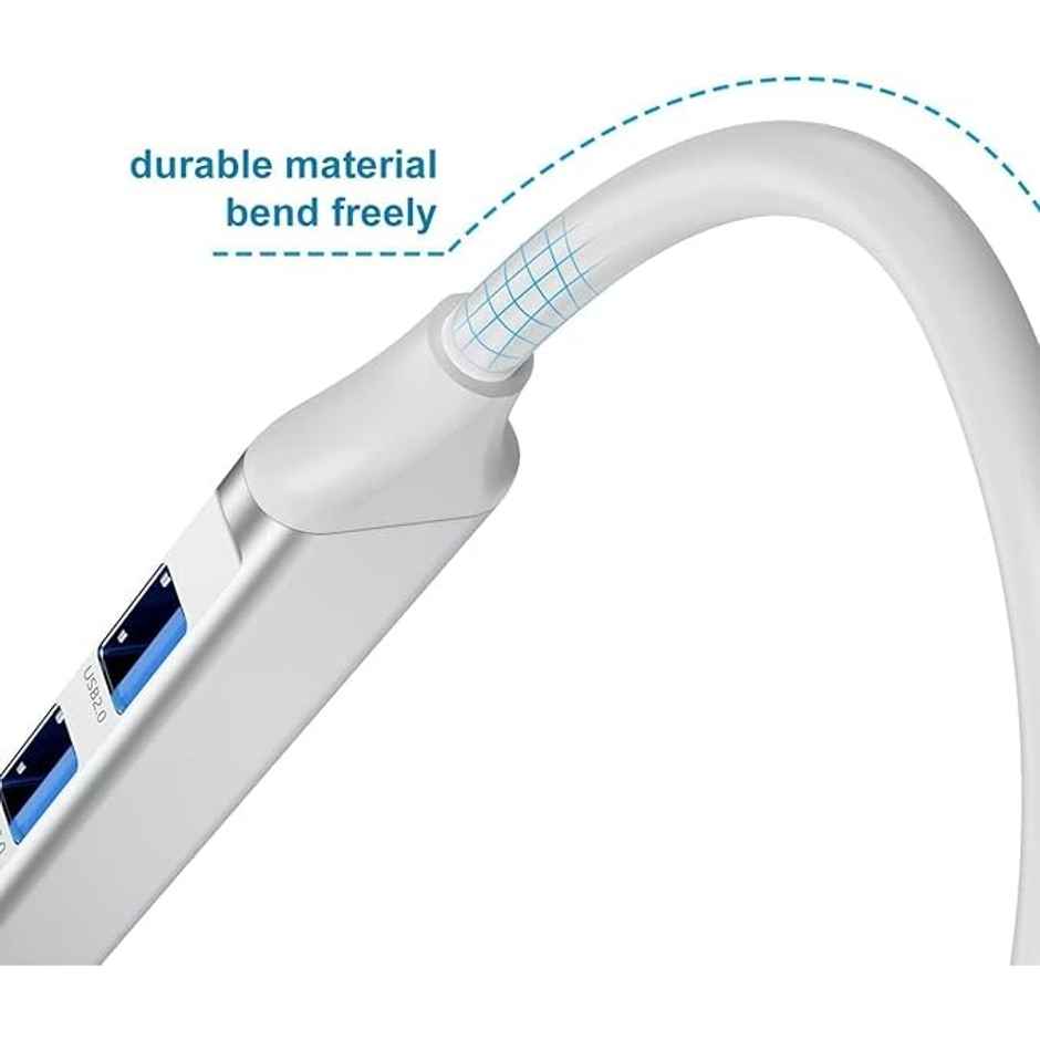 Sounce 4 In 1 Portable Usb C Hub (Type-C To 4 Usb-A Ports) With Aluminum Shell, White