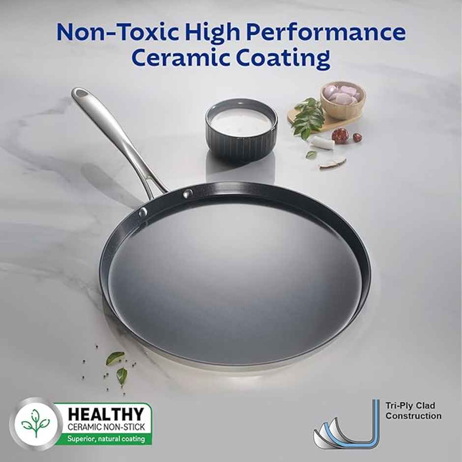 Tramontina Fusao Triply Ceramic Dosa Tawa | 30 cm | Induction Compatible