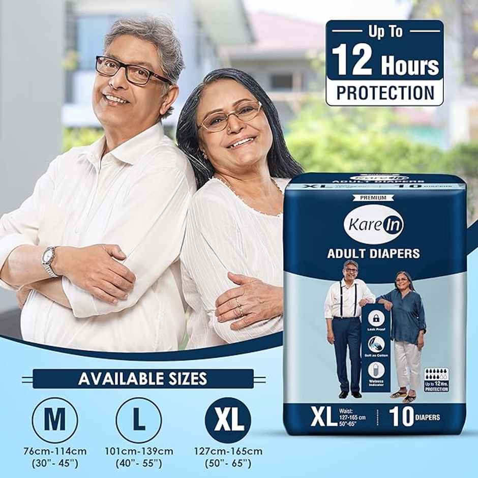 Kare In Premium Adult Diapers | Extra Large - Waist Size 127-165 cm