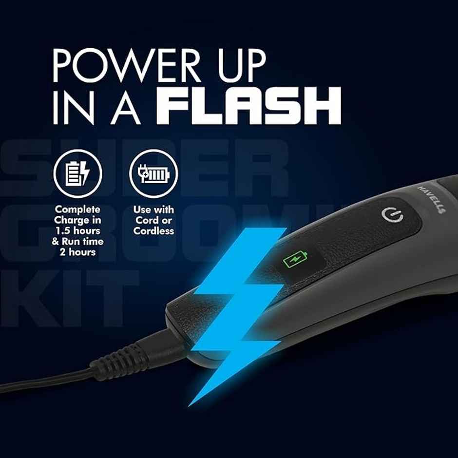 Havells Super Grooming Kit GS8714 | 15 In 1 | Full Body Groomer For Men | 120 Min Of Run Time | Fast Charge