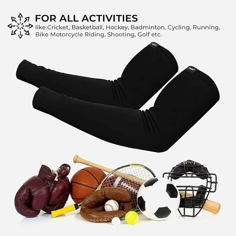 Autoguys Ff|1 Full|Finger Bike Riding Gloves Knuckle Armour Hand Gloves Washable | Size | L, Black (1pc) & Autofy Pro Fit 240 Gsm Unisex Arm Sleeves | Uv Protection | Black (1pc) Combo