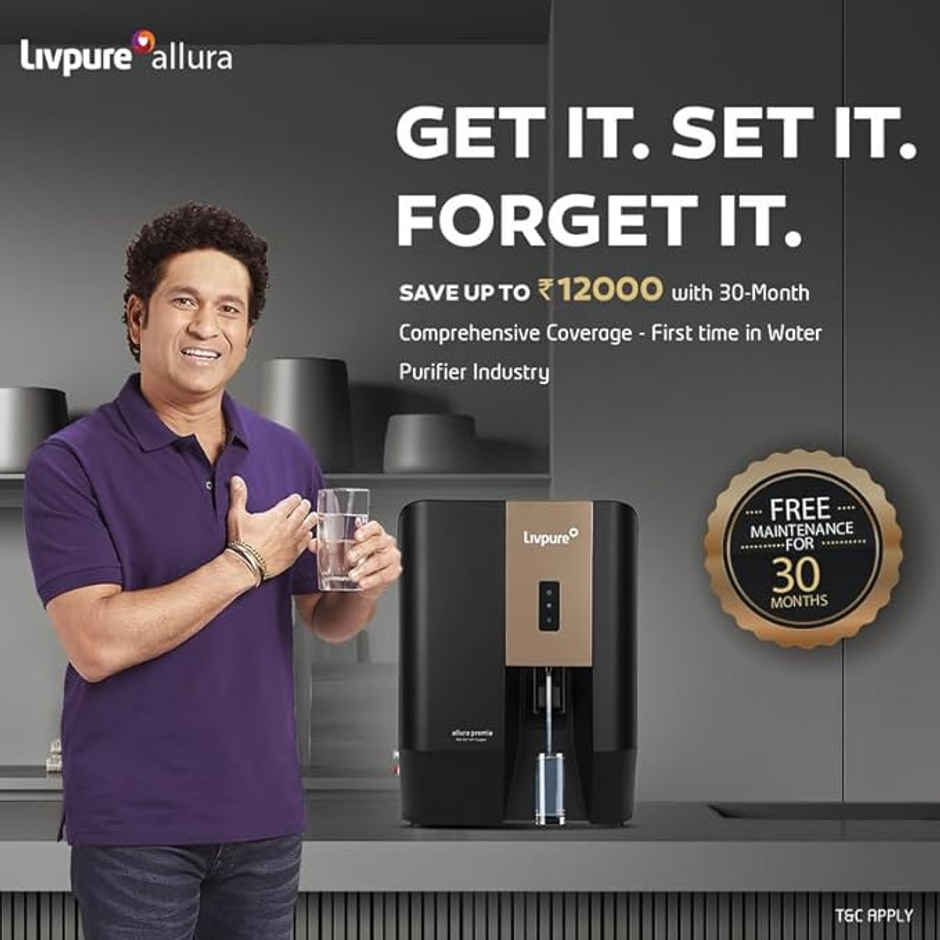 Livpure Allura Premia RO+UV + UF + Copper + Alk + Min Water Purifier with Free Service for 2.5 Years | 7 Ltr