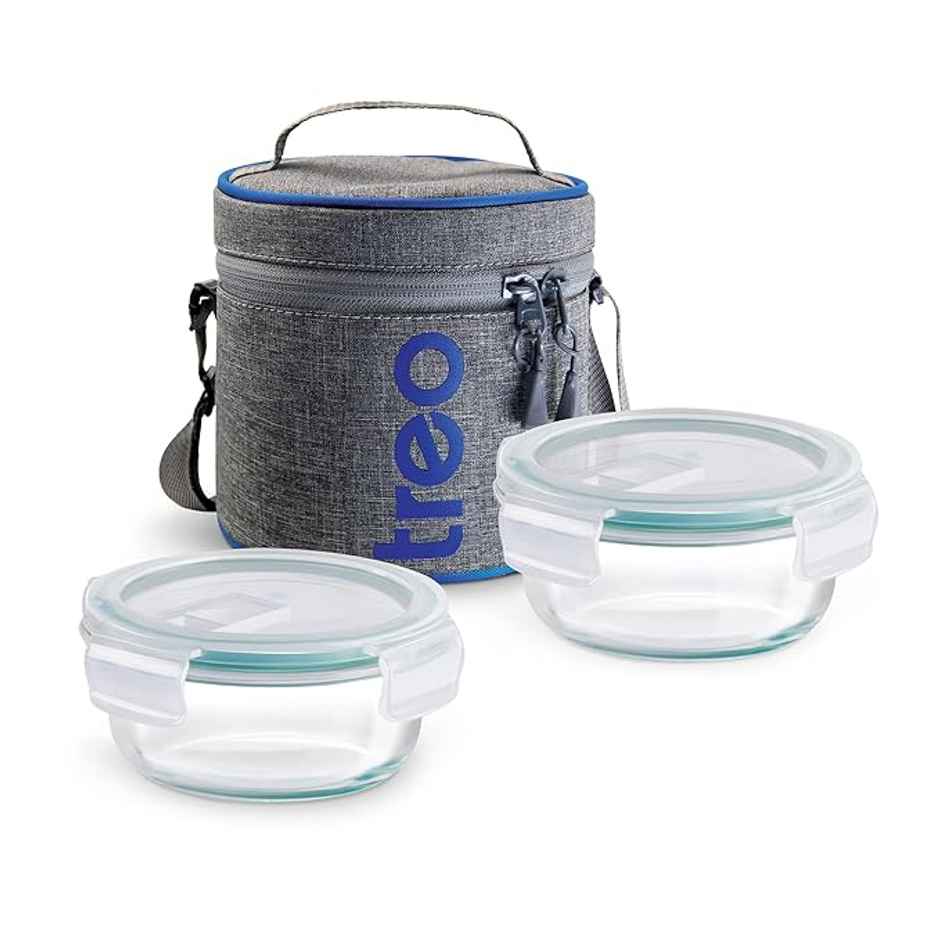 Treo By Milton All Fresh Borosilicate Glass Tiffin, 380 ml, Set Of 2, Transparent