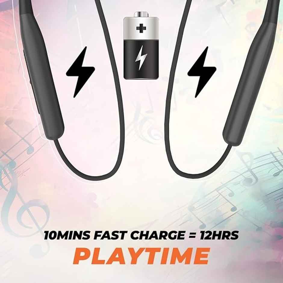 Probuds N32 Wireless Bluetooth Neckband | with Mic | 40+ hrs Playtime | ENC | In Ear | Black