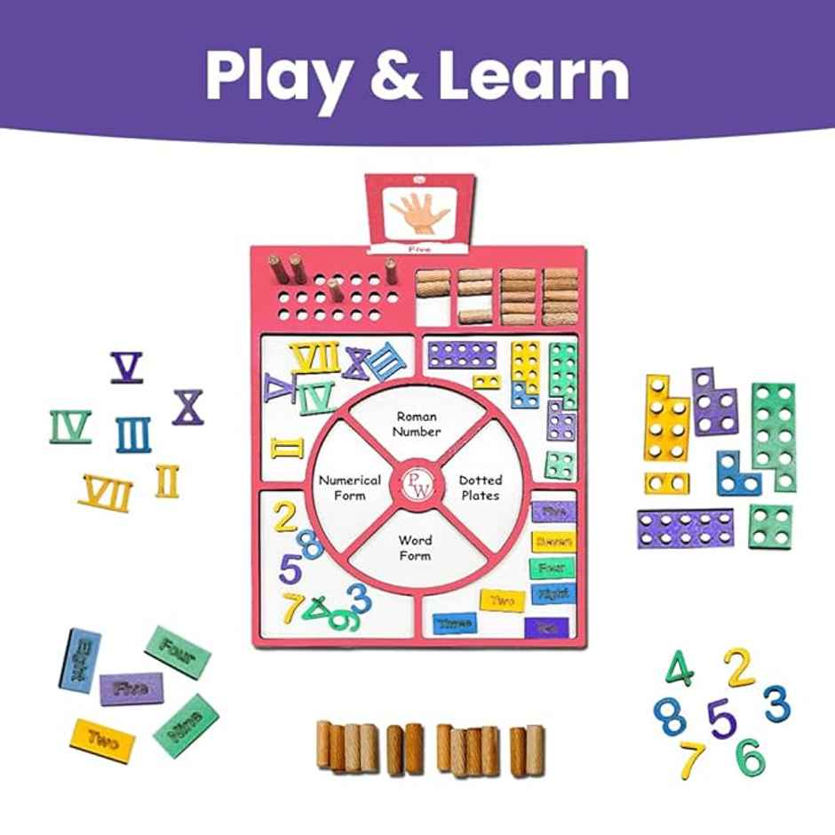 PW Counting Wizard Educational Math Kit - Wooden Board | Multicolor