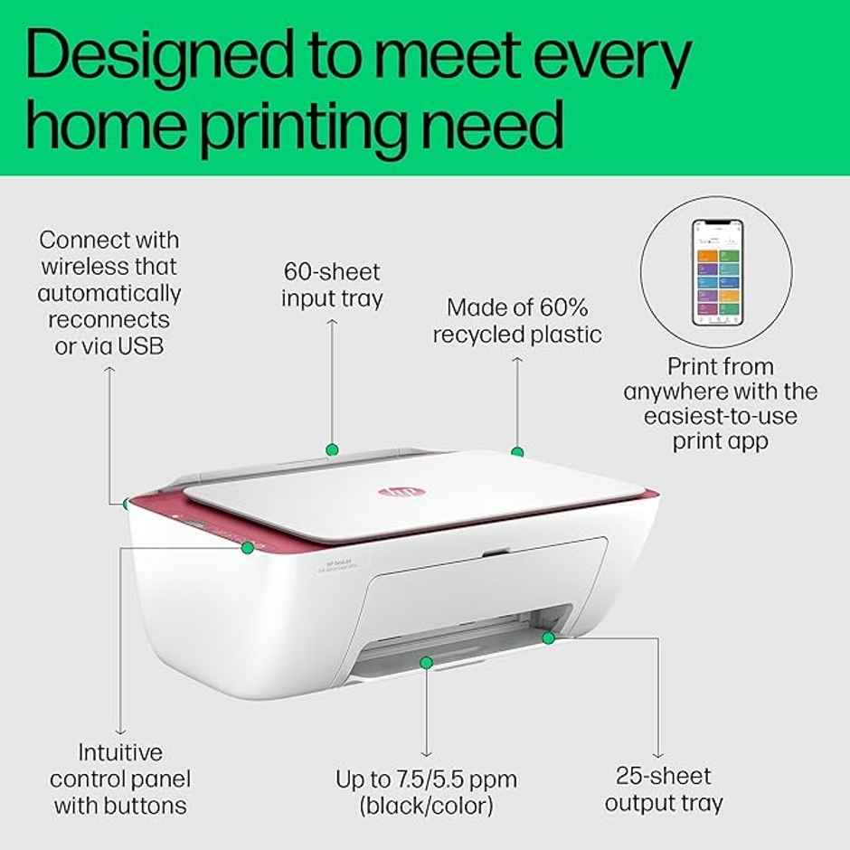 HP Ink Advantage Ultra 4929 Colour USB Print, Copy, Scan, Self Reset WiFi, Smart App Setup, Print Per Page Cost Starting at 44Paise/Page with 2 Additional Sets of Inks, Ideal for Home - White