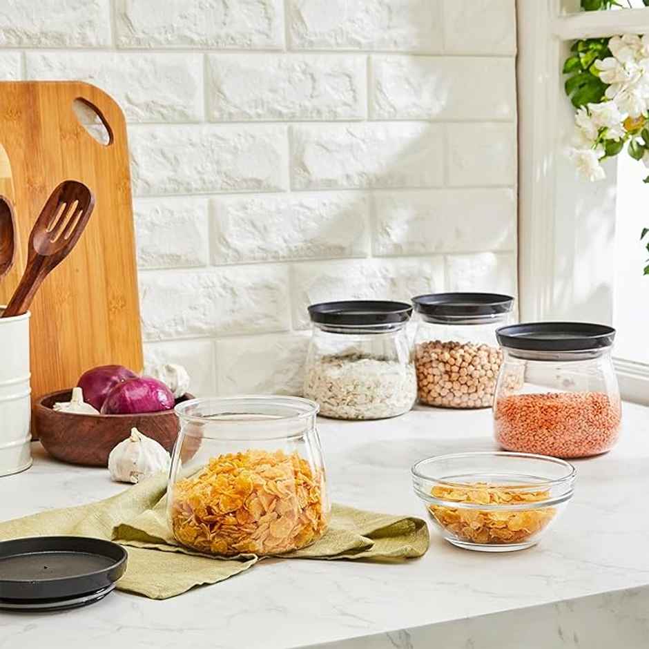 Tex-Ro Plastic Round Push Grocery Container For Kitchen Organizer