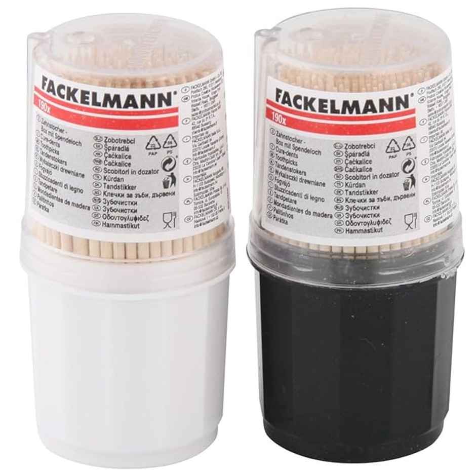 Fackelmann Birch Wooden Toothpicks | 6.5 cm Long | Transparent Cap