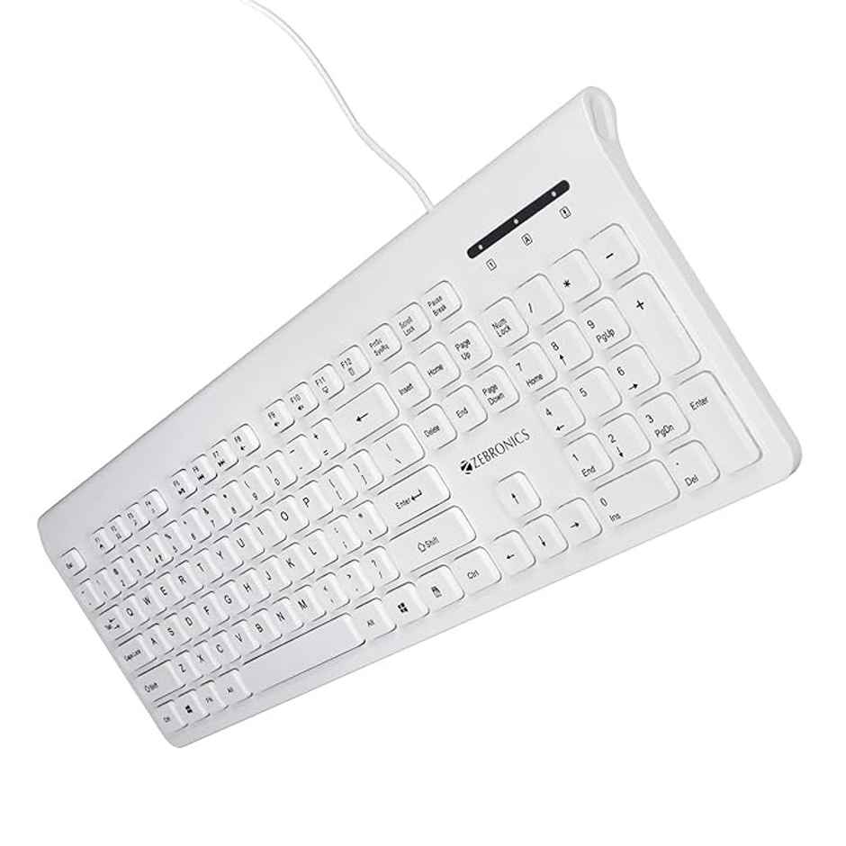 Zebronics K51 Wired Keyboard With 105 Keys, 1.3M Cable Key, Usb 12 Integrated Plug And Play (White)