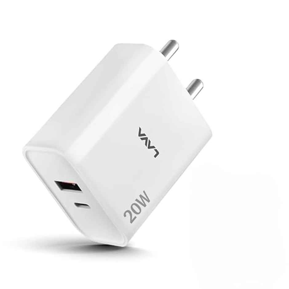 Lava 20W Type C Fast Wall Charger with PD Technology | Type C to C Data Cable Inside | White