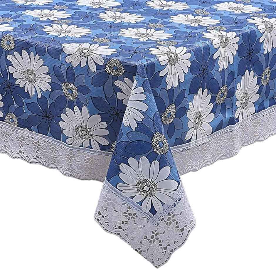 Kuber Industries PVC Table Cloth | Round Table Cover for 4 Seater (Blue)