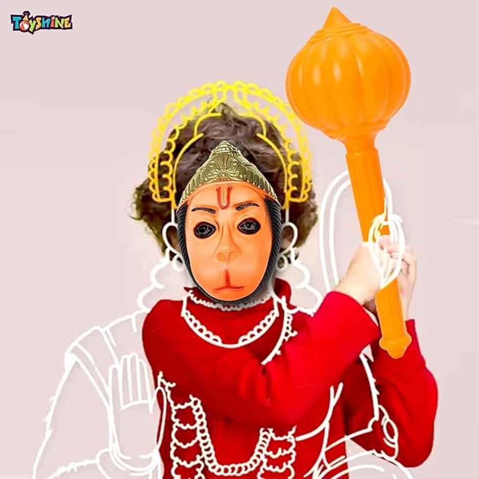 Toyshine Festival Combo Of God Role Play Hanuman Ji Face Mask With Gada Toy For Kids