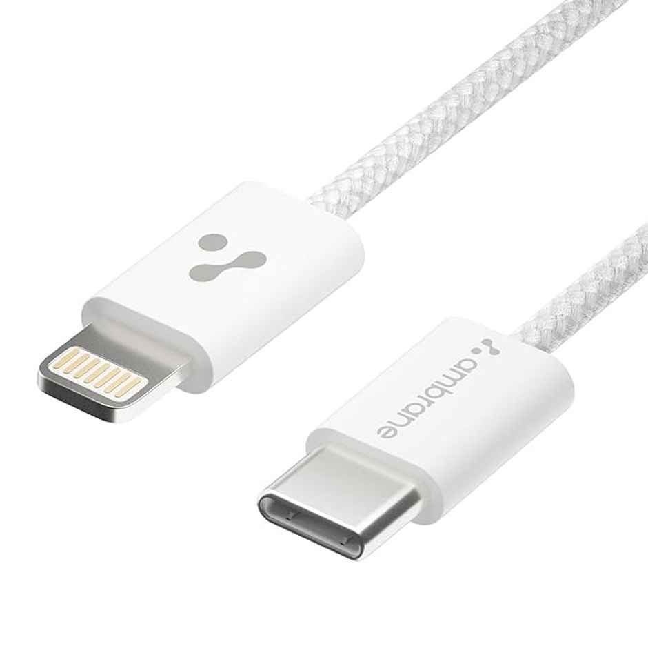 Ambrane Type-C To Lightning Cable, 22.5W Fast Charging Cable (Abtl-Q12, White)