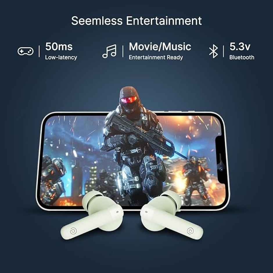 pTron Bassbuds Duo Pro TWS Earbuds | TruTalk AI-ENC Calls | 38H Playback Time | Movie/Music Modes - Light Green