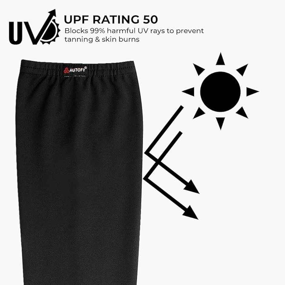 Autoguys Ff|1 Full|Finger Bike Riding Gloves Knuckle Armour Hand Gloves Washable | Size | L, Black (1pc) & Autofy Pro Fit 240 Gsm Unisex Arm Sleeves | Uv Protection | Black (1pc) Combo