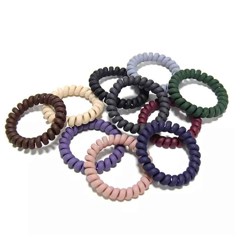 Bronson Professional Spiral Hair Ties Rubber Band Hair Coils Telephone wire | Dark Brown