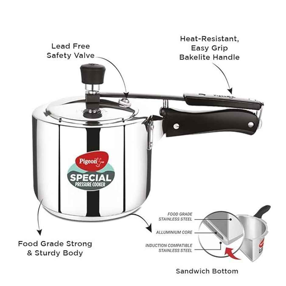 Pigeon Special 5L Stainless Steel Induction Base Inner Lid Pressure Cooker