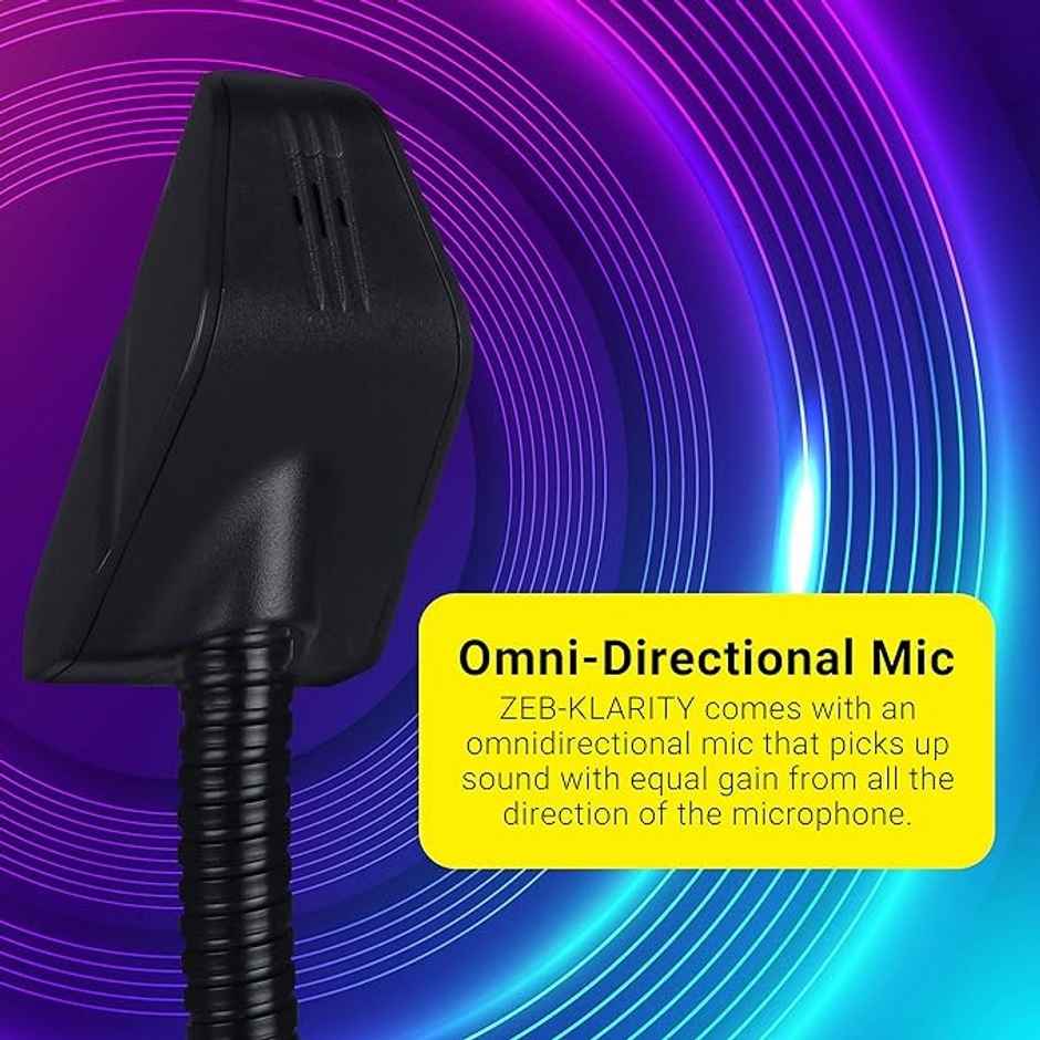 Zebronics Zeb-Klarity USB Gaming Mic for Recording / Streaming, compatible with PC, Omni Directional sound pickup, Flexible Neck, Mute Button