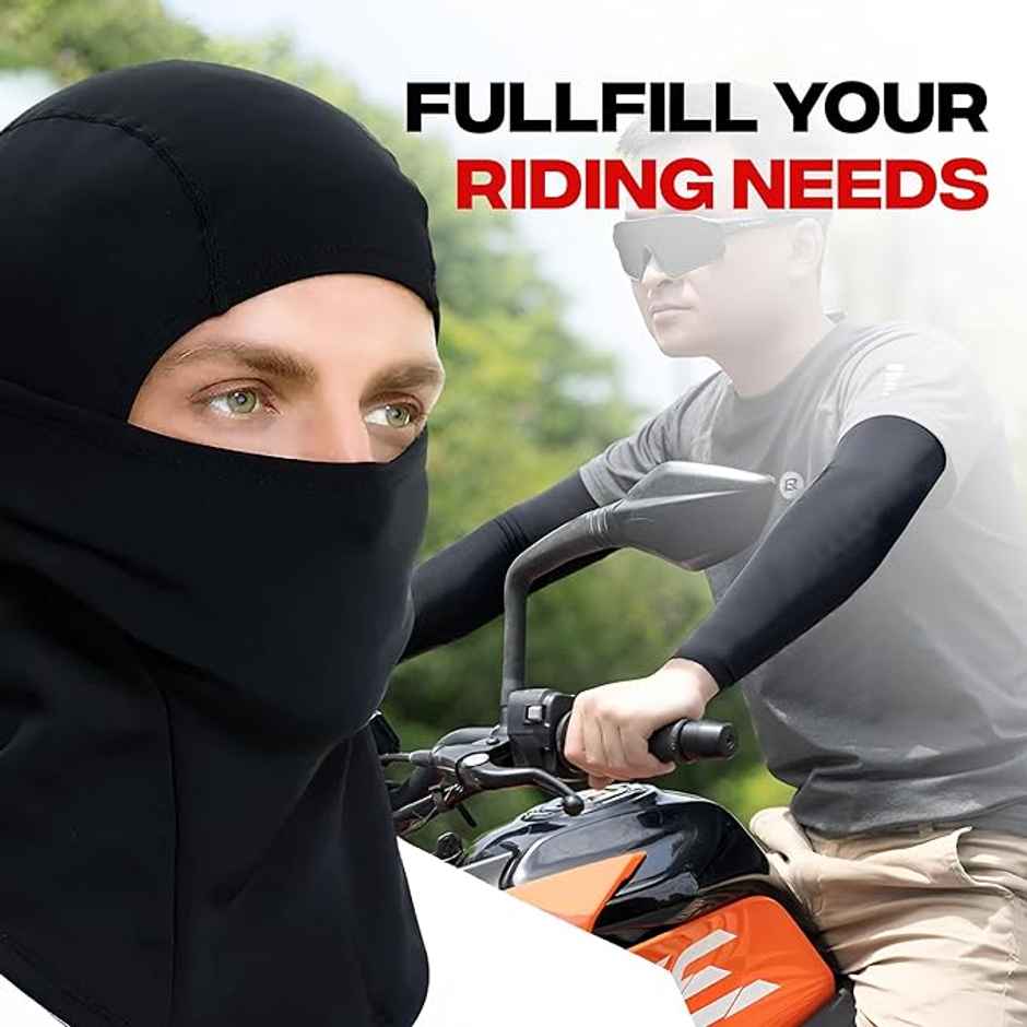 Autofy Pro-Fit Arm Sleeves | 240 Gsm & Cool-Max Balaclava | 240 Gsm Combo | Unisex - Pack Of 2 Combo