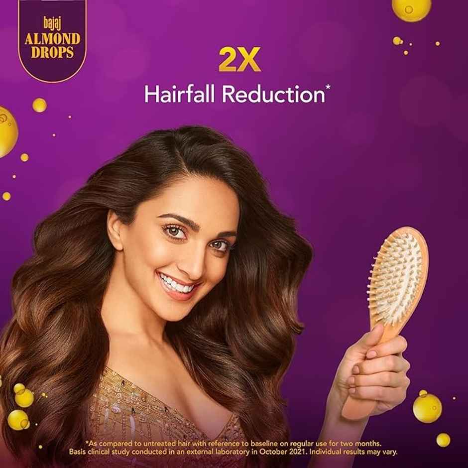 Bajaj Almond Drops Hair Oil with 2x Hairfall Reduction and 6x Vitamin E & Almond Oil