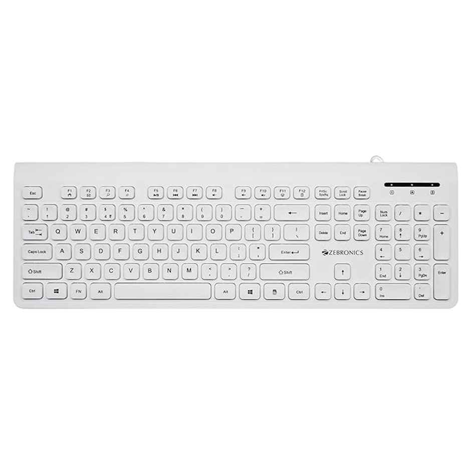 Zebronics K51 Wired Keyboard With 105 Keys, 1.3M Cable Key, Usb 12 Integrated Plug And Play (White)