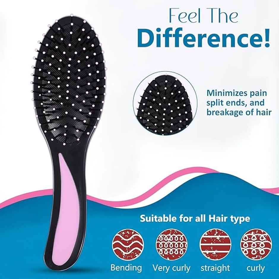 Midazzle Premium Compact Black And Pink Hair Brush |MIHB0021