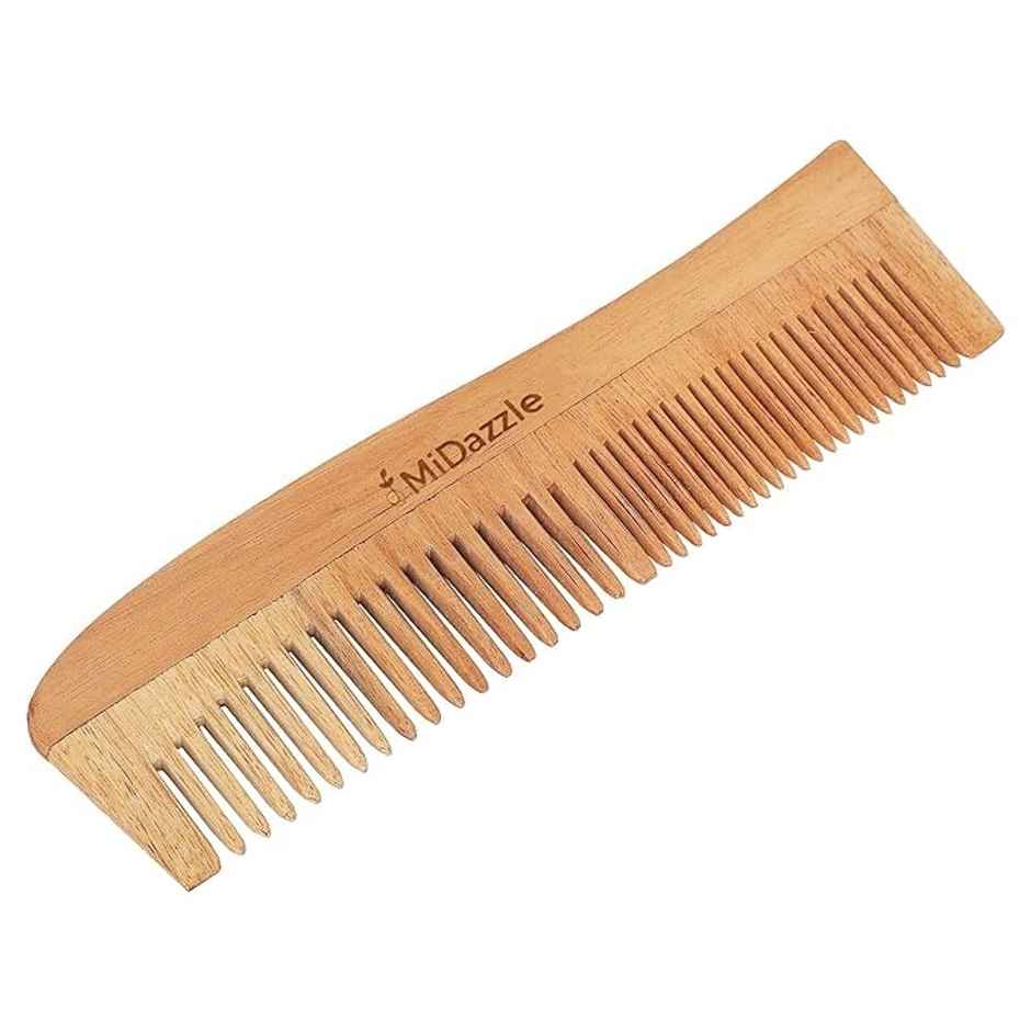 Midazzle Organic Kacchi Neem Wooden Dressing Comb 2in1 |MINC2104