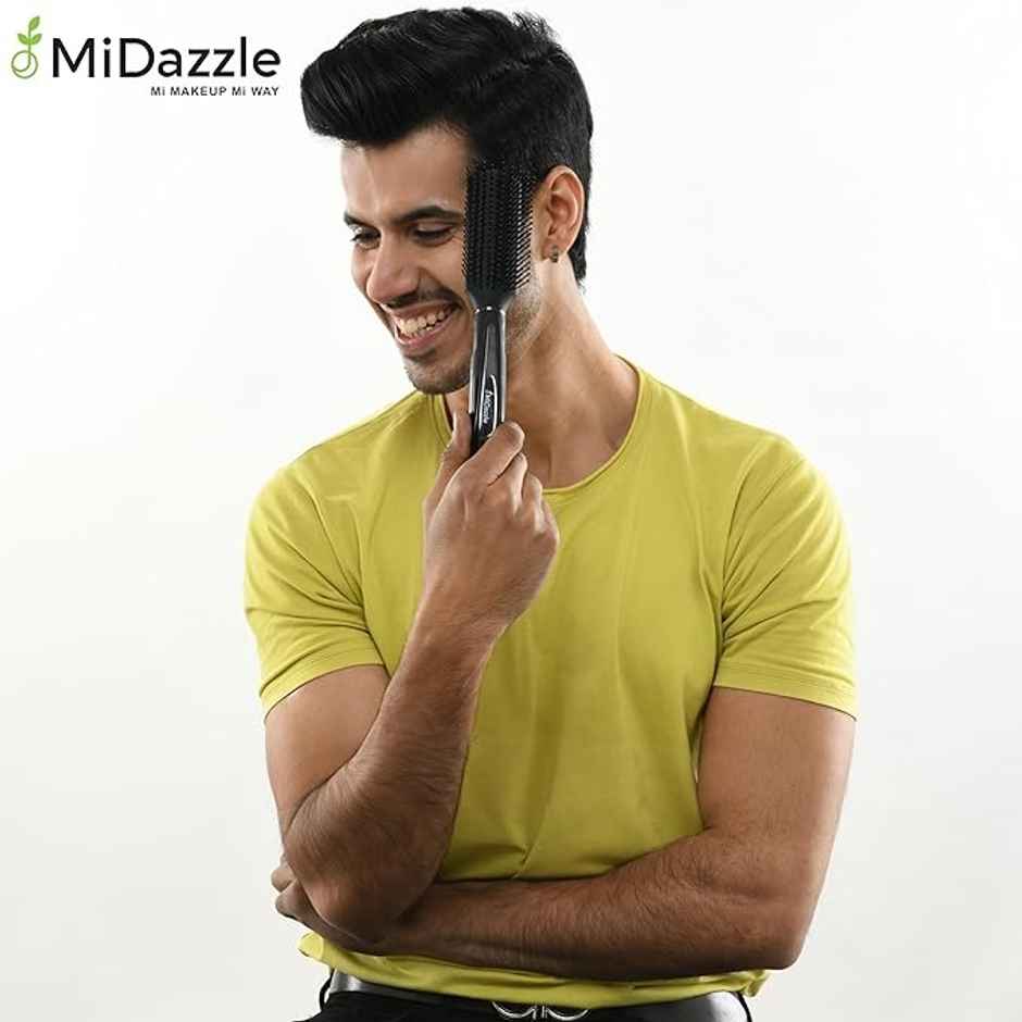 Midazzle Premium Flat Black silver Hair Brush |MIHB0004