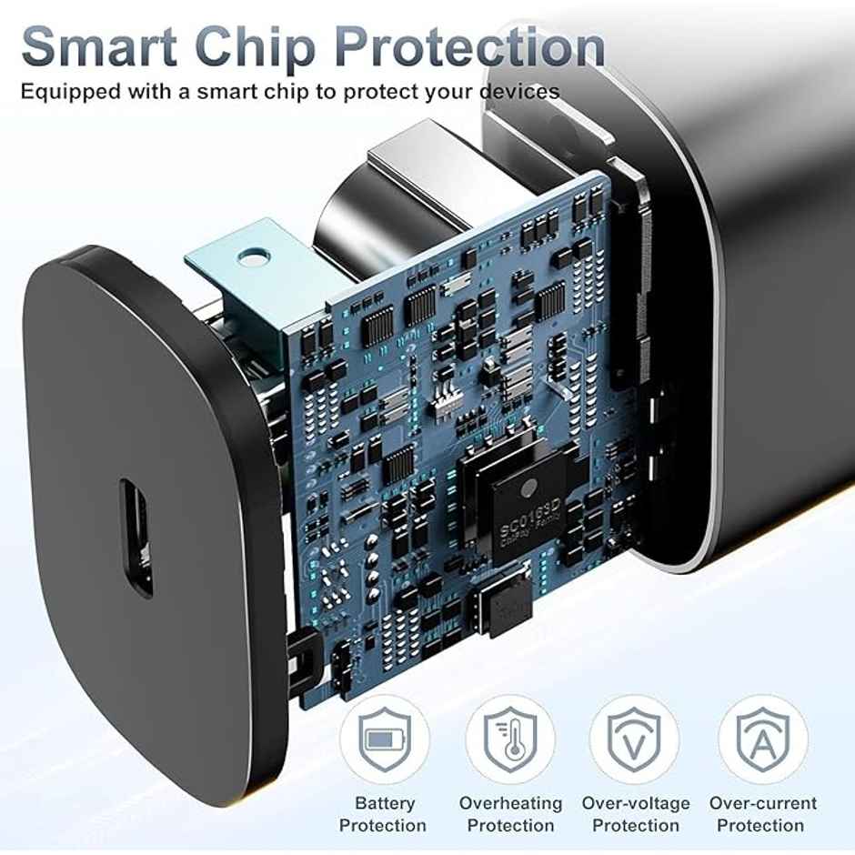 Sounce 45W Type-C Travel Adapter & USB-C Cable | Super Fast PD Charger for Samsung Galaxy | Black