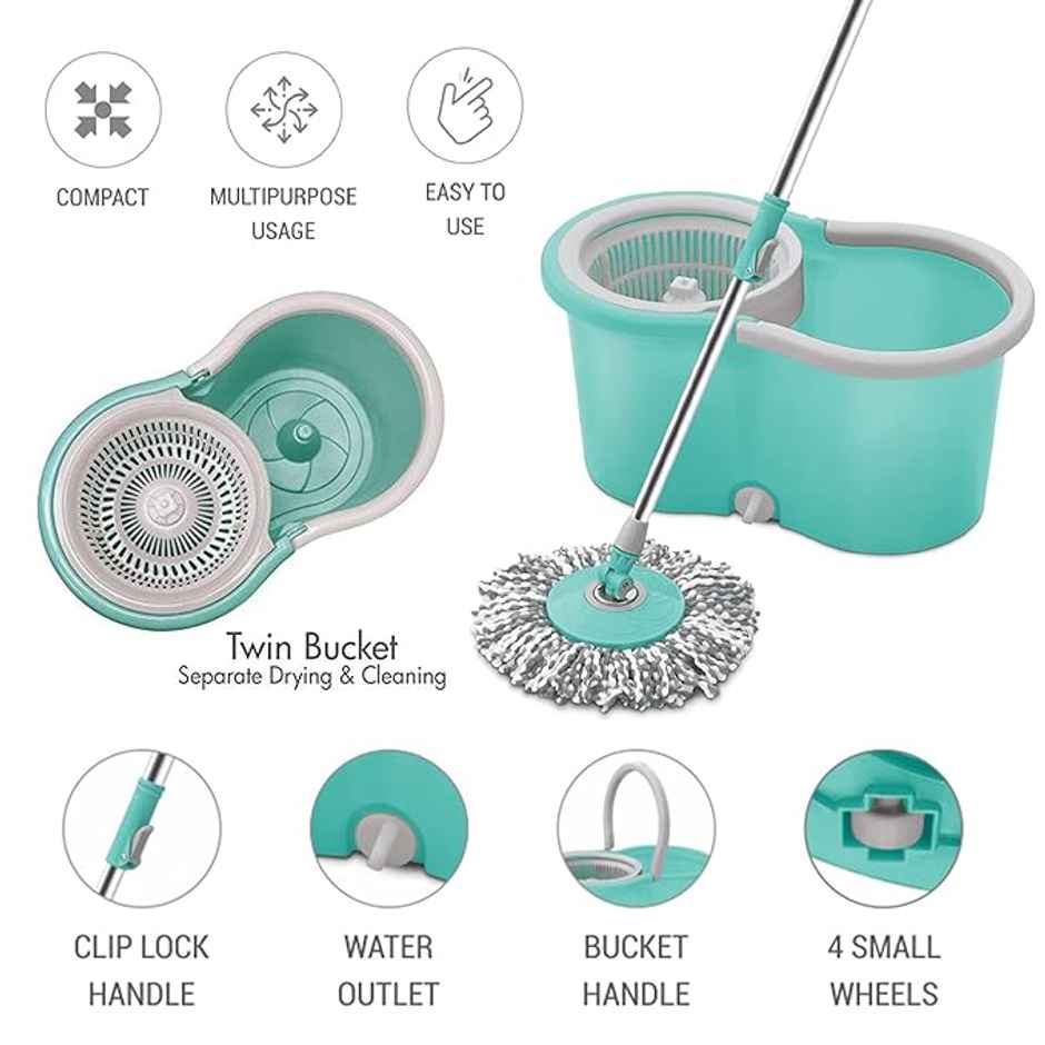 Spotzero By Milton Ace Spin Mop, Aqua Green