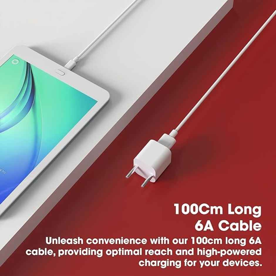 Sounce Mi Usb To Type C 33W Charging Cable, Compatible With All Xiaomi Smartphones and Devices, White (1 Meter)